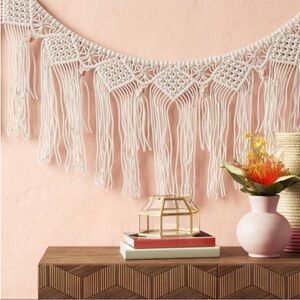 Opalhouse Cream Macramé Fringe Wall Tapestry